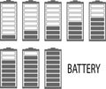 A set of characters battery with different charge levels in the form of filled rectangles